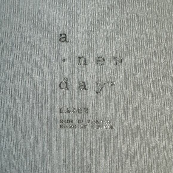 A New Day Ribbed Square Neck Long Sleeve Bodysuit Cream Off White Size Large - Picture 4 of 5